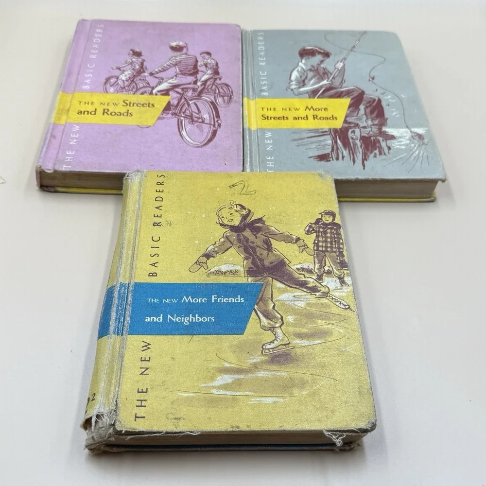 The New Basic Readers Series Lot of 3 Kids Illustrated Schoolbook 1950s VTG